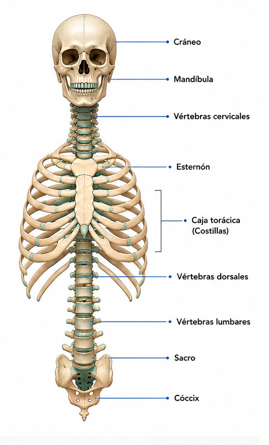 Diferencias entre el esqueleto axial y el esqueleto apendicular humano