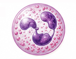 Neutrófilo humano observado de forma microscópica, célula de defensa del sistema inmunitario.